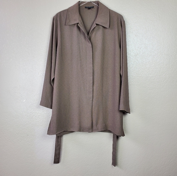 Halston Tie Wrap Kimono Style Button Cardigan Jacket Shacket Top Blouse 14 - Picture 4 of 8